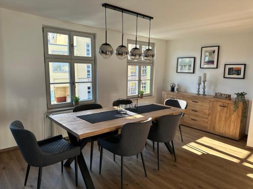 Posezení v ubytování Hafenapartment Schipperhus mit Wasserblick