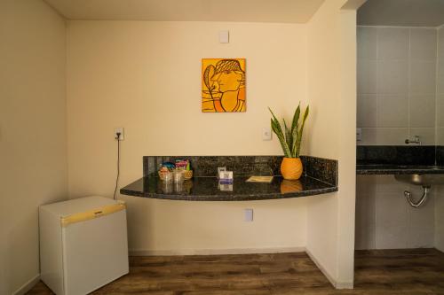 a bathroom with a counter top and a sink at Hotel Pipa Atlântico in Pipa
