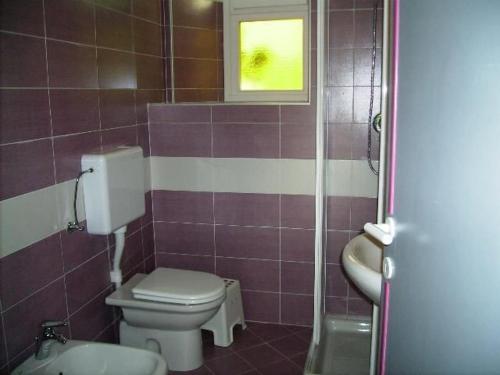 a bathroom with a toilet and a sink at Glicine in Miasino