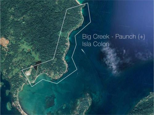 a map of the big creek pamban island in isilla colon at Gracias Madre Jungle and Ocean View Cabins in Bocas del Toro