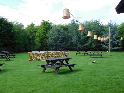 a group of picnic tables and chairs in a field at The Ship`s Quarters in Dunswell