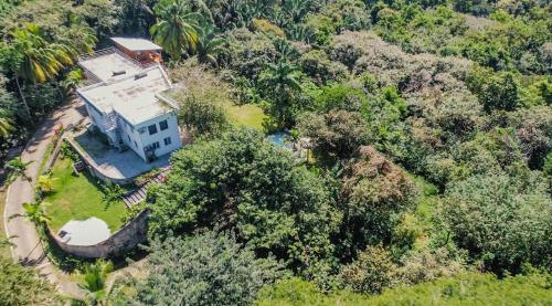 an aerial view of a house in the forest at Ocean View Casita Playa Guiones in Nicoya
