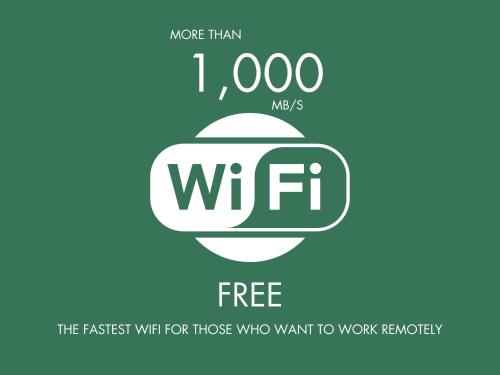 un logo pour la connexion Wi-Fi la plus rapide pour ceux qui souhaitent travailler à distance dans l'établissement LB Vacation Rentals I Studio - Cannes Center - Marche Forville - 5 min Palais, Croisette & Plages, à Cannes