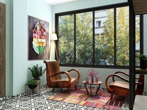 Posezení v ubytování Ruby Hostel Hà Giang