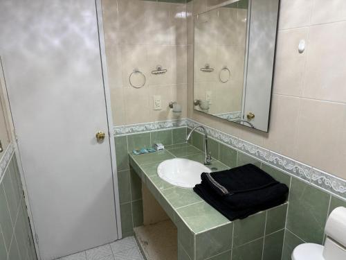 a bathroom with a sink and a mirror at Departamento Independiente in Morelia