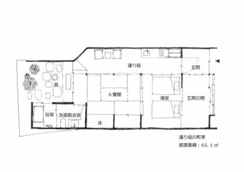 a floor plan of a house at 奈良町宿 紀寺の家 Naramachiyado Kidera no ie in Nara
