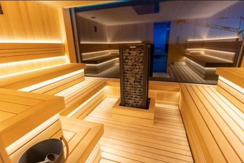 a inside view of a sauna with a brickificialificialificialificialificialificial at Luxory Brown Kopaonik in Kopaonik
