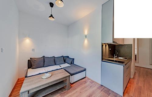 ein Wohnzimmer mit einer Couch und einem Tisch in der Unterkunft Stunning Apartment In Zuljana With Wifi in Žuljana