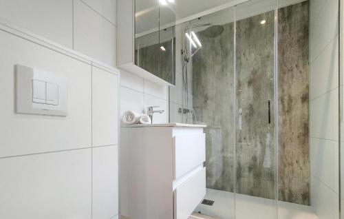 a white bathroom with a shower and a sink at Beautiful Home In Hellendoorn With Wifi in Hellendoorn
