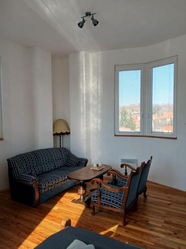 a living room with a couch and a table at ToronySzoba in Szob