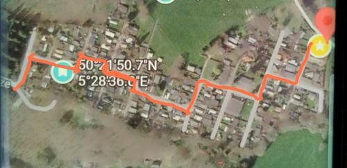 a map of a parking lot with a red line at Chalet 176, Durbuy PROMO in Durbuy