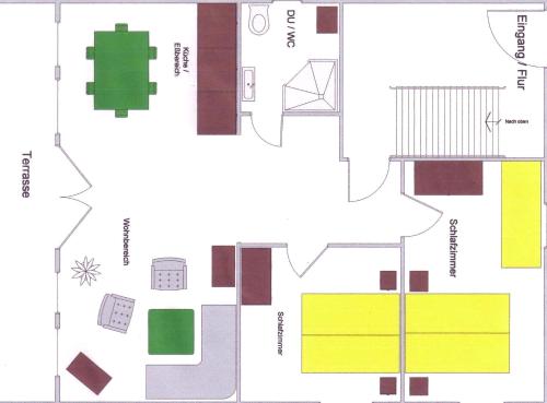 a floor plan of a building with different colors at Fewo Stricker 32 in Walkenried