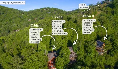 a map of some buildings in the middle of a forest at 7 Min From Hatley Pointe Views HotTub Fire Pit in Swiss