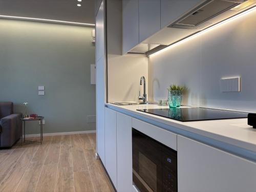 a kitchen with a sink and a counter at Palazzo Betteloni in Bardolino