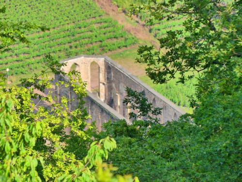a bridge in the middle of a field with trees at Haus Budinger in Alf