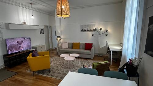 TV a/nebo společenská místnost v ubytování Martroi - Cœur de Ville - 3 pièces 80 m2 TV - Internet haut débit - loisirs et affaires