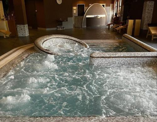a jacuzzi tub in a room with water at Villa Ninfa Luxe in Arona