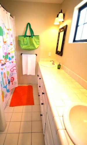 a bathroom with a sink and a shower at El Segundo Beach 5B4b Home, POOL Hot Tub, BEACHES, Local Town! in El Segundo