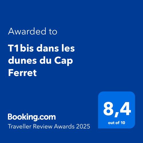 Ein Zertifikat, Auszeichnung, Logo oder anderes Dokument, das in der Unterkunft T1bis dans les dunes du Cap Ferret ausgestellt ist