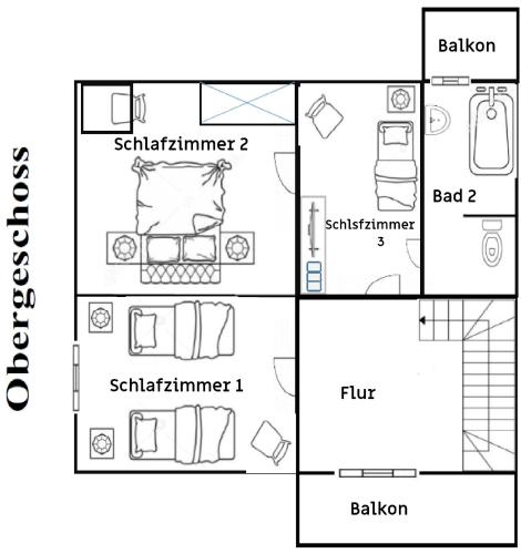 a floor plan of a small house with diagrams at Shiraz-Home das Ferienhaus in Holzminden, 120qm Privatsphäre für ungestörte Erholung in Holzminden