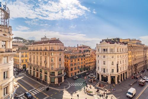 an aerial view of a city street with buildings at Trevi Imperial Suite 3 in Rome