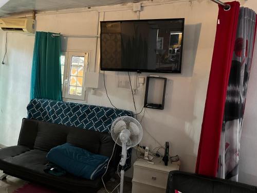 TV a/nebo společenská místnost v ubytování Studio spacieux