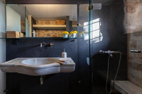 a bathroom with a sink and a shower at Casa Antica in Levktron