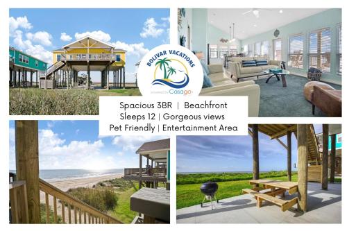 a collage of pictures of a beach house at Splash Spacious 3BD 3bath Beachfront! Steps to Beach! in Gilchrist