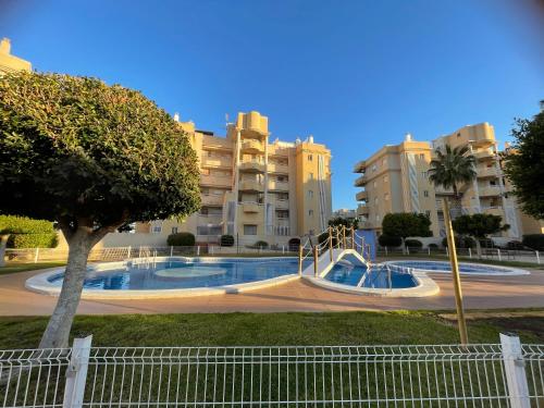 a skate park in front of some apartment buildings at Casa Cabo Palos in Cabo de Palos