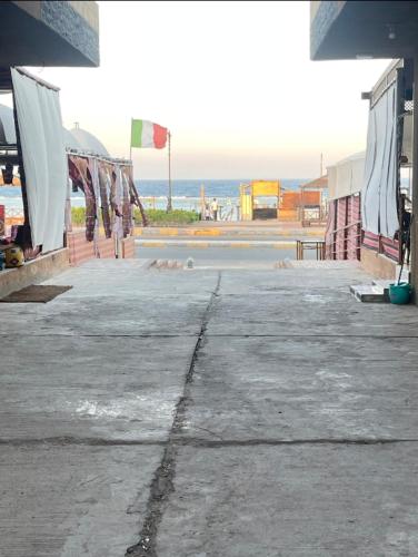 an empty parking lot with a view of the ocean at Sea View Qussier in Quseir