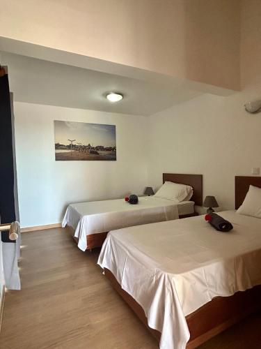 a room with two beds and a painting on the wall at Casa Maria Apartments in Santa Maria