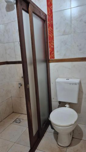 a bathroom with a toilet and a shower at Departamentos Puerto Esperanza in Puerto Esperanza