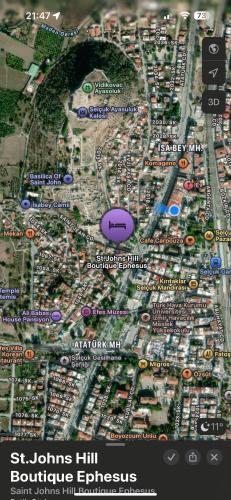 a map of a city with a purple circle at Saint Johns Hill Boutique Ephesus in Selcuk