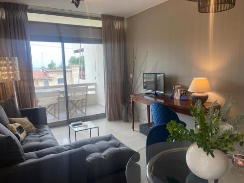 Χώρος καθιστικού στο Stefania sea view apartment