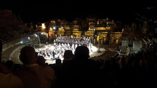 a group of people watching a concert at night at Saint Johns Hill Boutique Ephesus in Selcuk