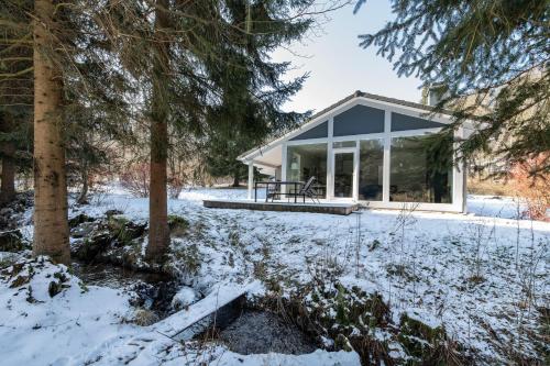 a house in the woods in the snow at 4 Personen mit Sauna F0H3 in Ruhla