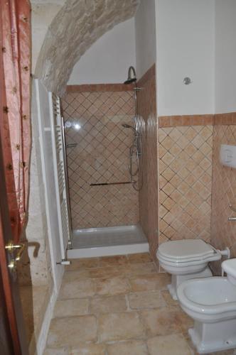 a bathroom with a shower and a toilet at Masseria Costanza in Putignano