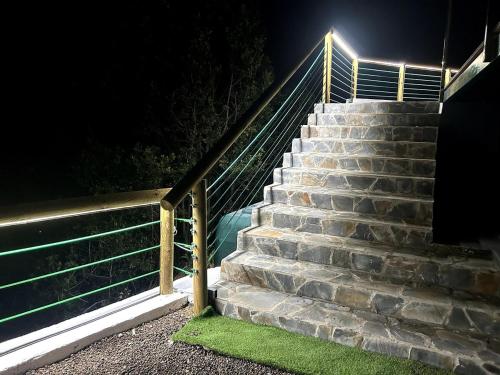 a set of stairs at night with lights at Apartamento de ensueño, vistas al bosque, Stevier in Icod de los Vinos