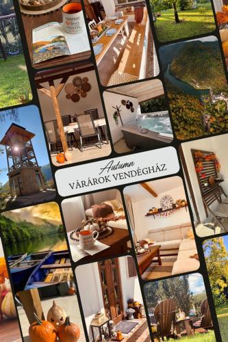 a collage of pictures of different types of furniture at Várárok Vendégház - Miskolc in Miskolc