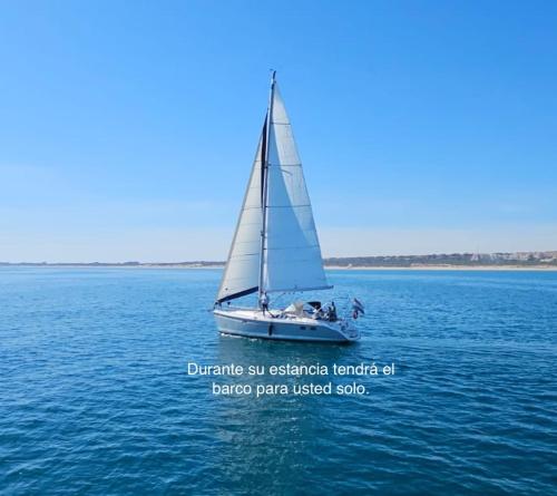 a sail boat in the water on the ocean at B&B op een zeiljacht in Alicante in Guardamar del Segura
