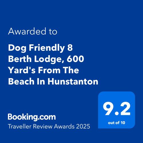 a screenshot of a dog friendly benefit yards from the beach at Dog Friendly 8 Berth Lodge, 600 Yard's From The Beach In Hunstanton in Hunstanton