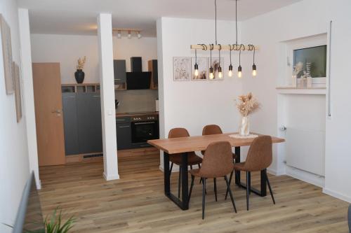 Kuchyň nebo kuchyňský kout v ubytování Ferienwohnung Forellenhof - Mitten in der Natur