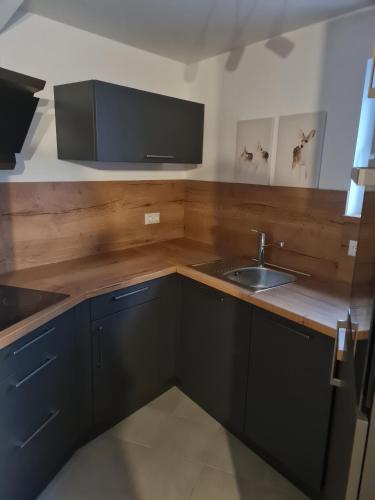 a kitchen with a sink and a counter top at Ferienwohnung mit Burgblick in Mayen