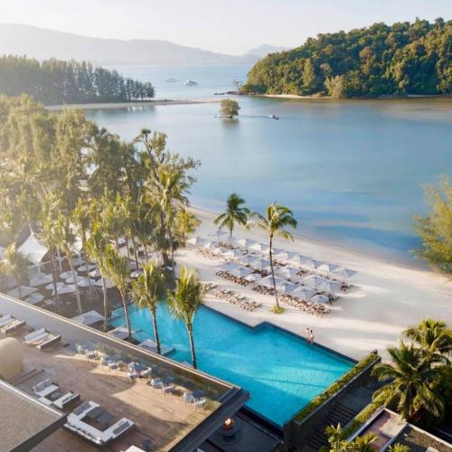 an aerial view of a resort with a beach and a pool at Anantara Layan Phuket Resort in Layan Beach