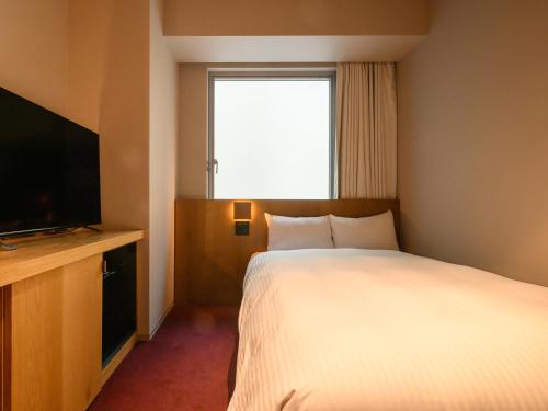 a hotel room with a bed and a television at hotel androoms Sapporo Susukino in Sapporo