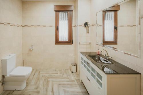 un bagno con un water e un lavandino di Torres 1 a Quintana de Valdivielso