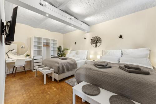 Ένα ή περισσότερα κρεβάτια σε δωμάτιο στο HAIM2 Urban Loft Göttingen