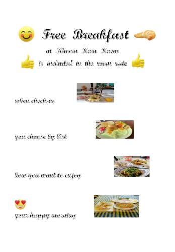 Morgenmad for gæster der bor på Khoom Kam Kaew