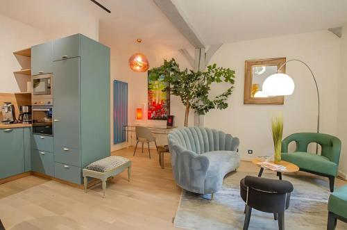 Dapur atau dapur kecil di Superbe appartement au coeur de Troyes