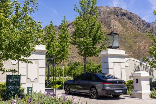 a car parked in front of a building at Oakvale Estate in Franschhoek